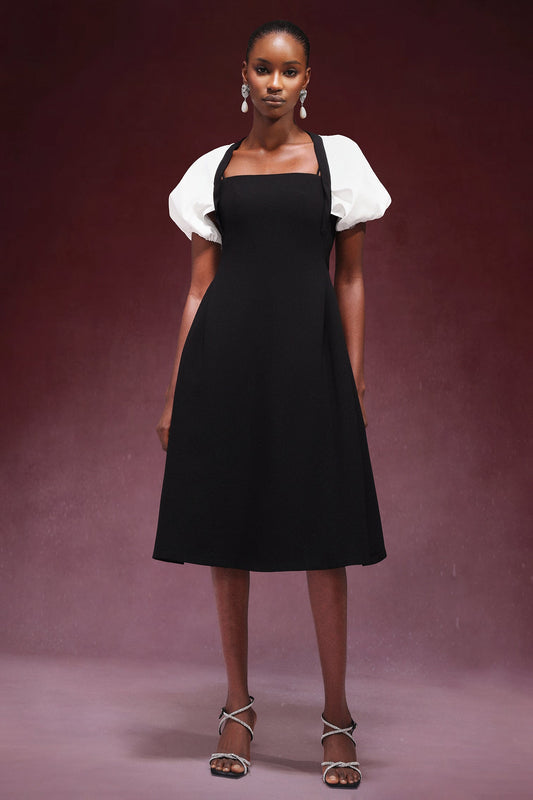 DALIA - Square-cut collar Midi Dress