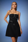DALIA - Lopez Sleeveless Diamond Bows Mini Dress