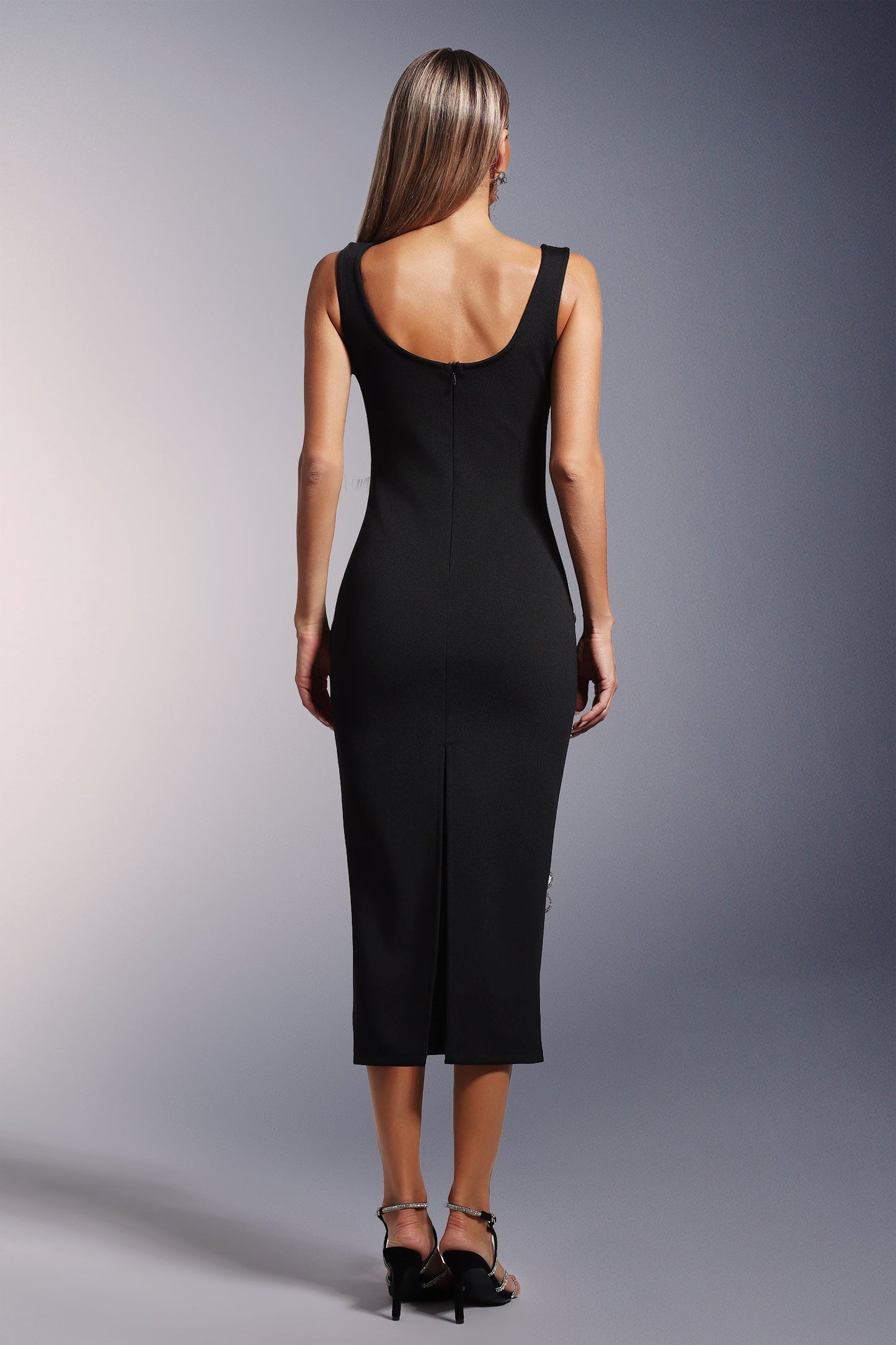 DALIA - Viane Sleeveless  Diamond Flowers Bandage Midi Dress