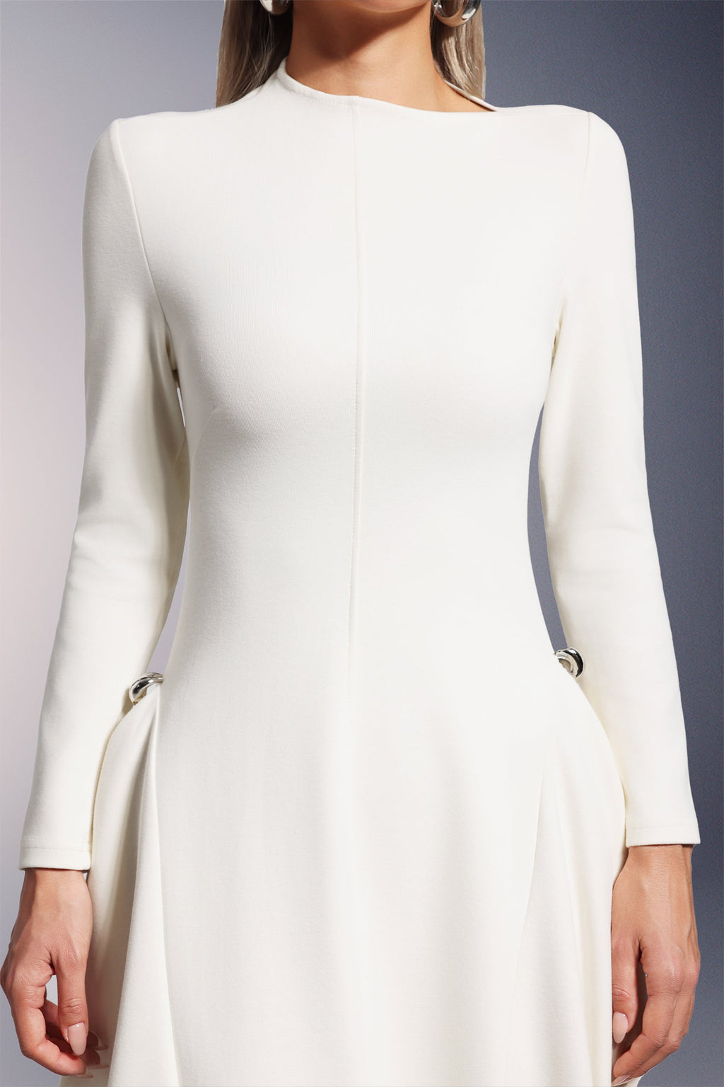 DALIA - Sylvia Long Sleeves  Midi Dress - White