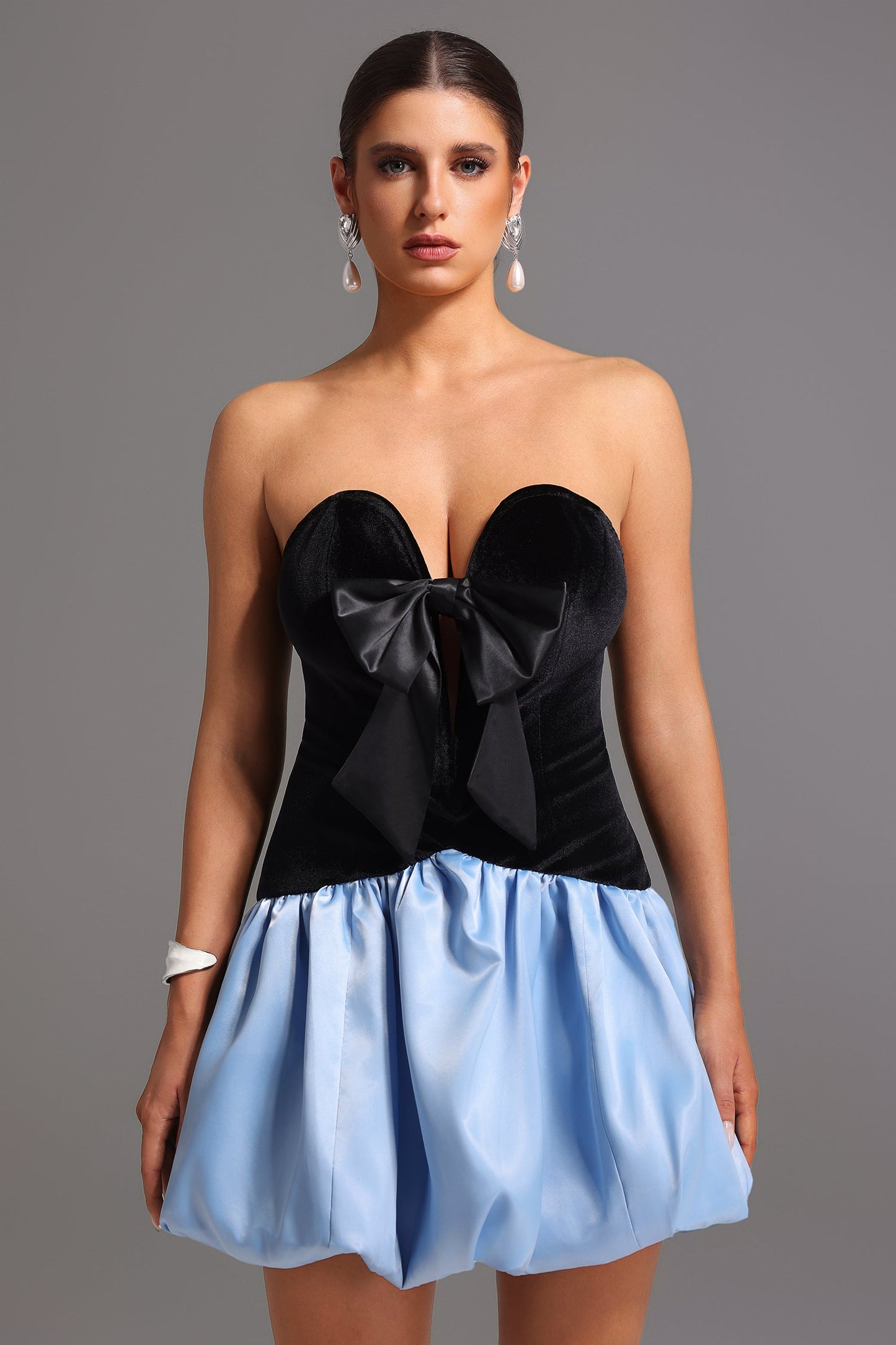 DALIA - Vla Strapless Deep-V Mini Dress
