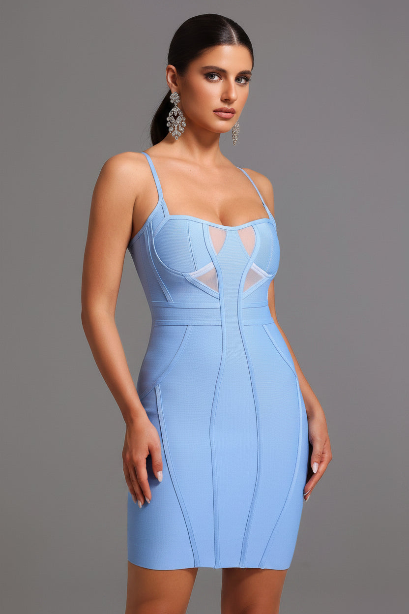 DALIA - Bandage Sleeveless Mini Dress Baby Blue