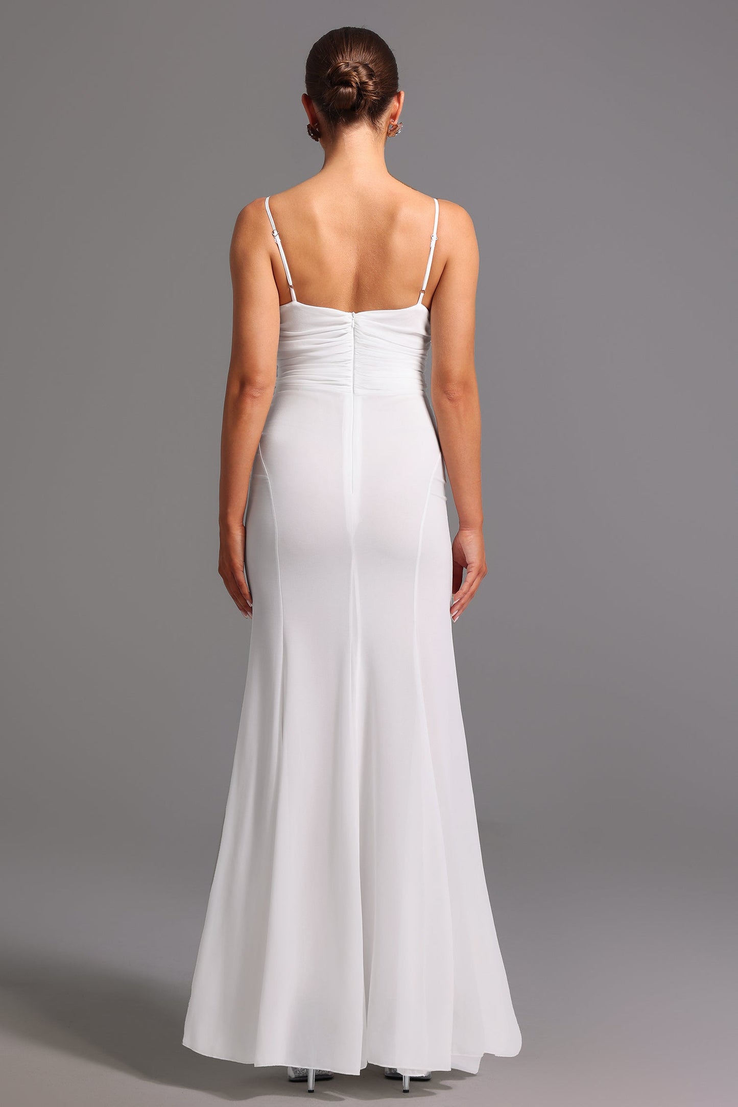 DALIA - Sleeveless Deep-V Flower Maxi Dress White