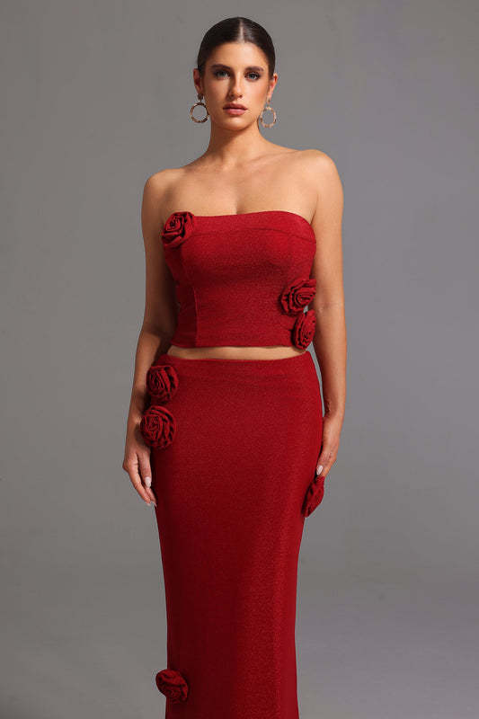 DALIA -  Strapless Flowers Maxi Set