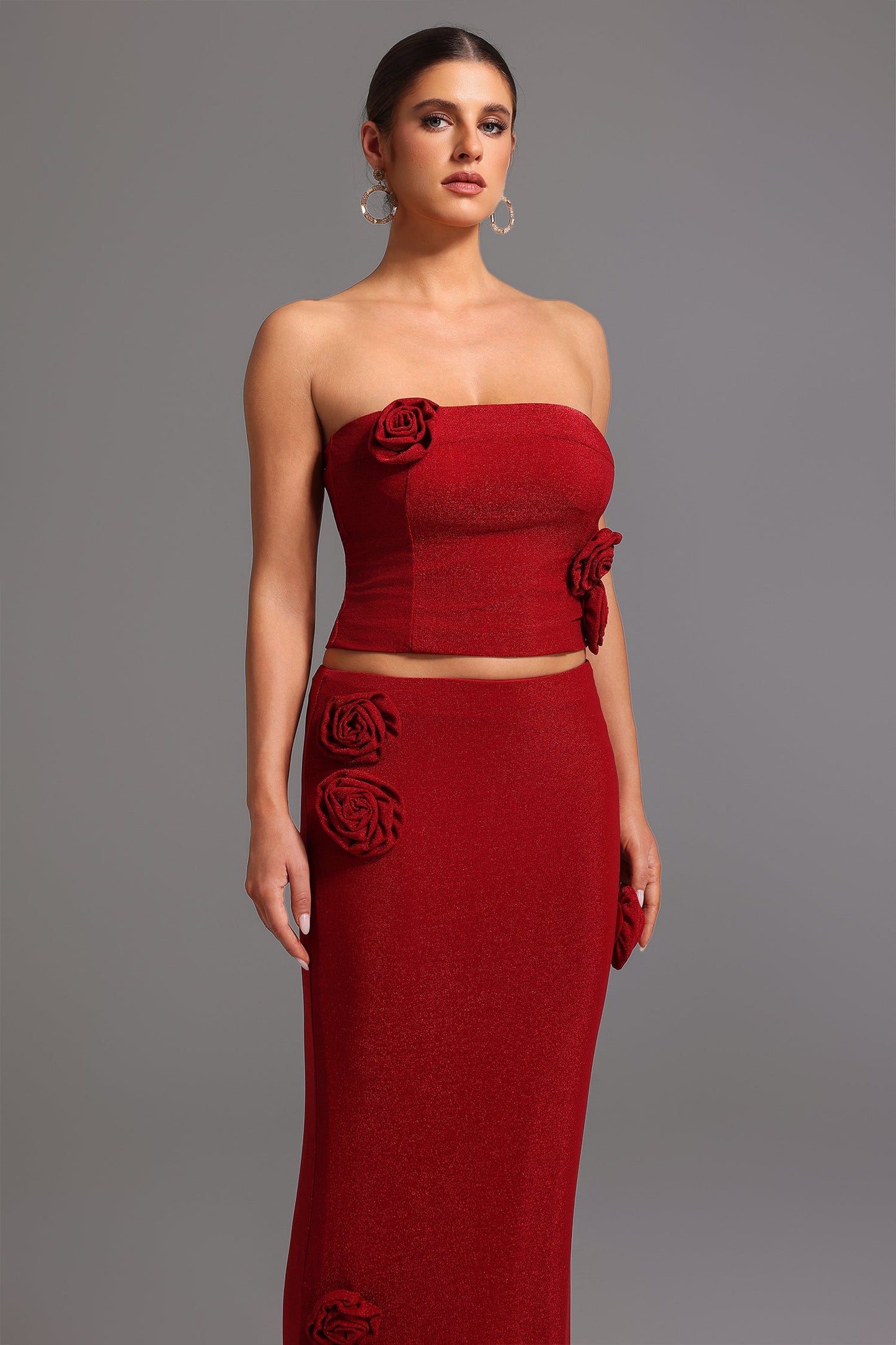 DALIA -  Strapless Flowers Maxi Set