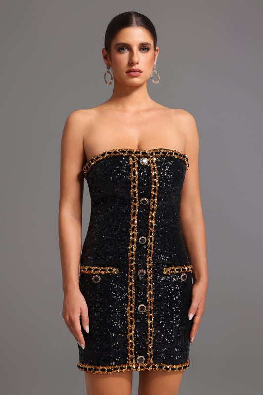 DALIA - Shaha Strapless Sequins Mini Dress