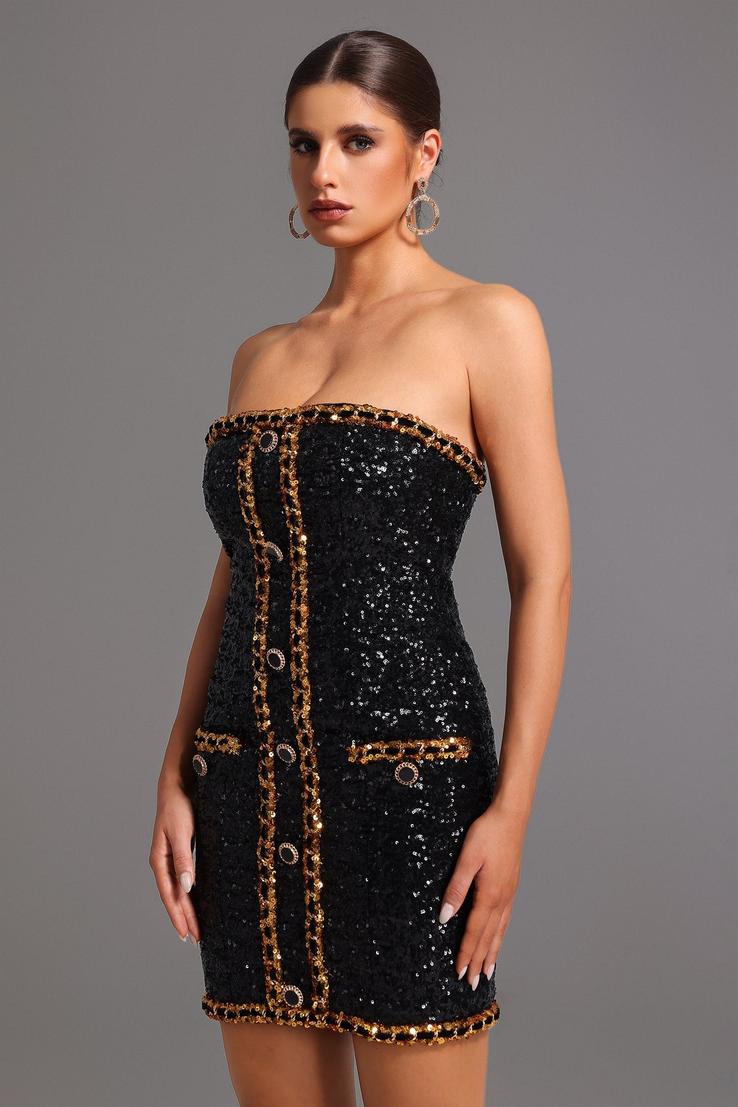 DALIA - Shaha Strapless Sequins Mini Dress