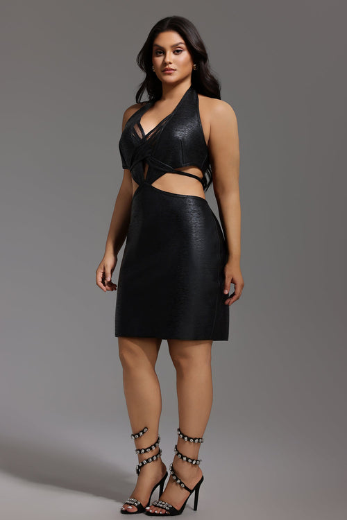 DALIA - Black Metallic Mini Bandage Dress