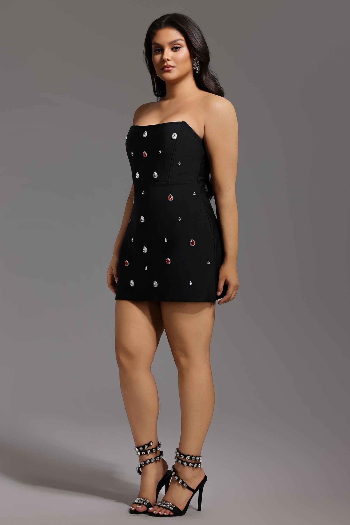 DALIA - Black Diamond Mini Dress Curve