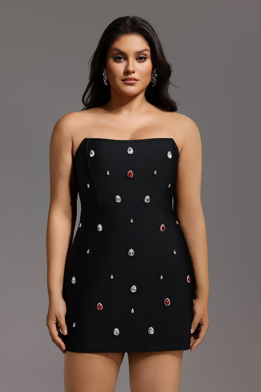 DALIA - Black Diamond Mini Dress Curve