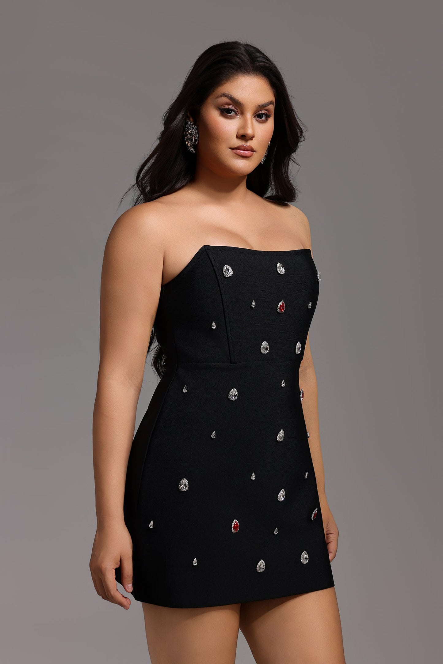 DALIA - Black Diamond Mini Dress Curve