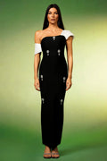 DALIA - Kylli Off The Shoulder Sleeveless Diamond Bandage Midi Dress