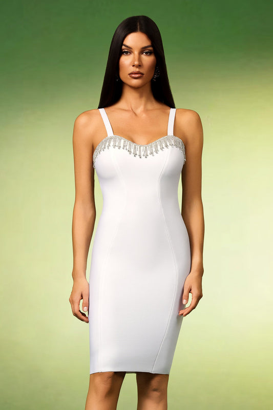 DALIA - Lunare Sleeveless Diamond Tassels Bandage Mini Dress