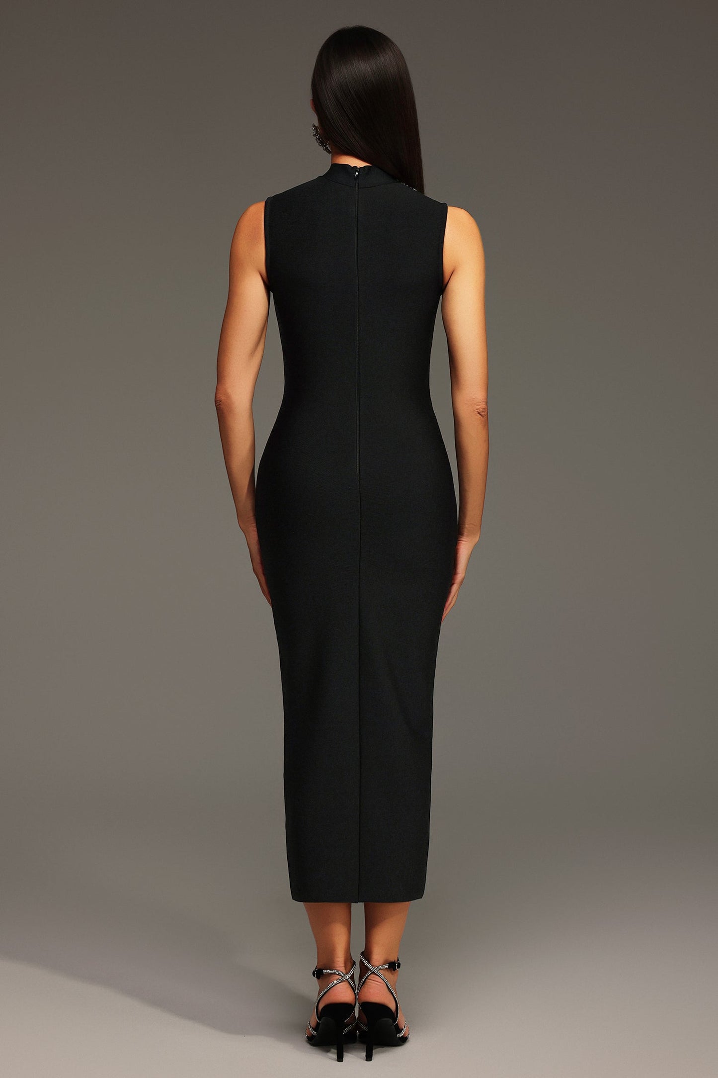 DALIA - Lousia Sleeveless Round Neck Diamond Bandage Maxi Dress