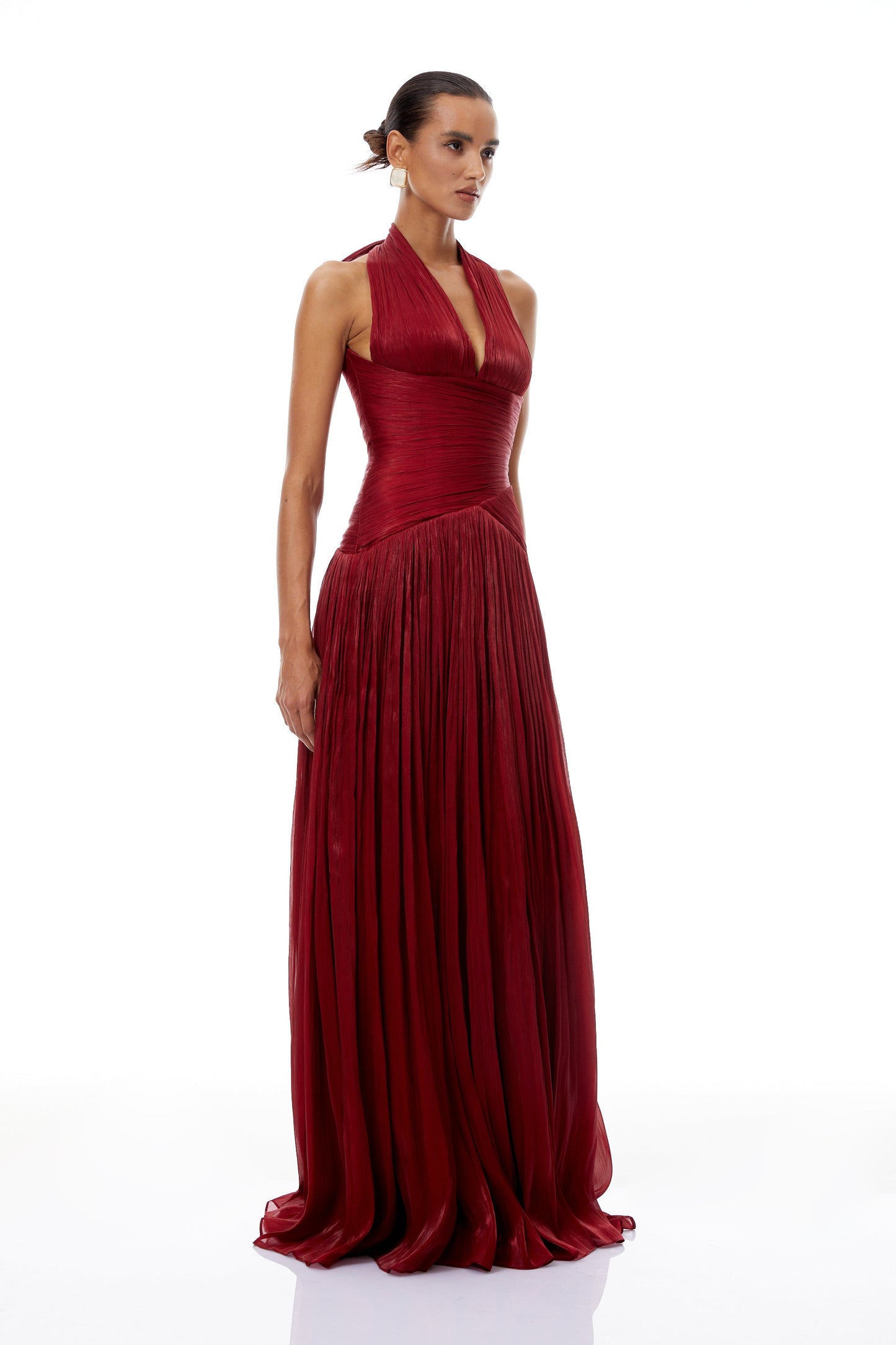 DALIA - Red Gathered Maxi Dress