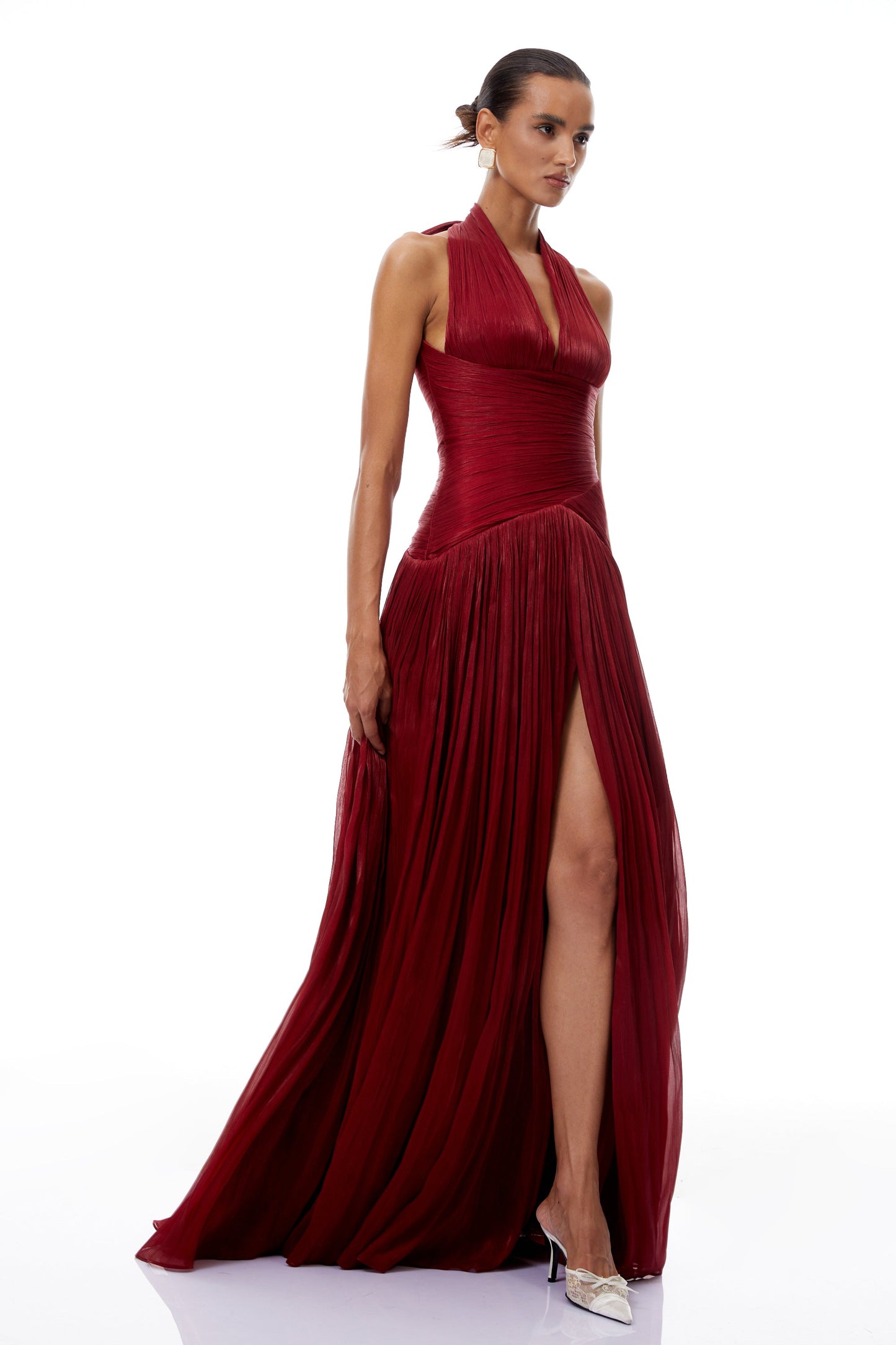 DALIA - Red Gathered Maxi Dress