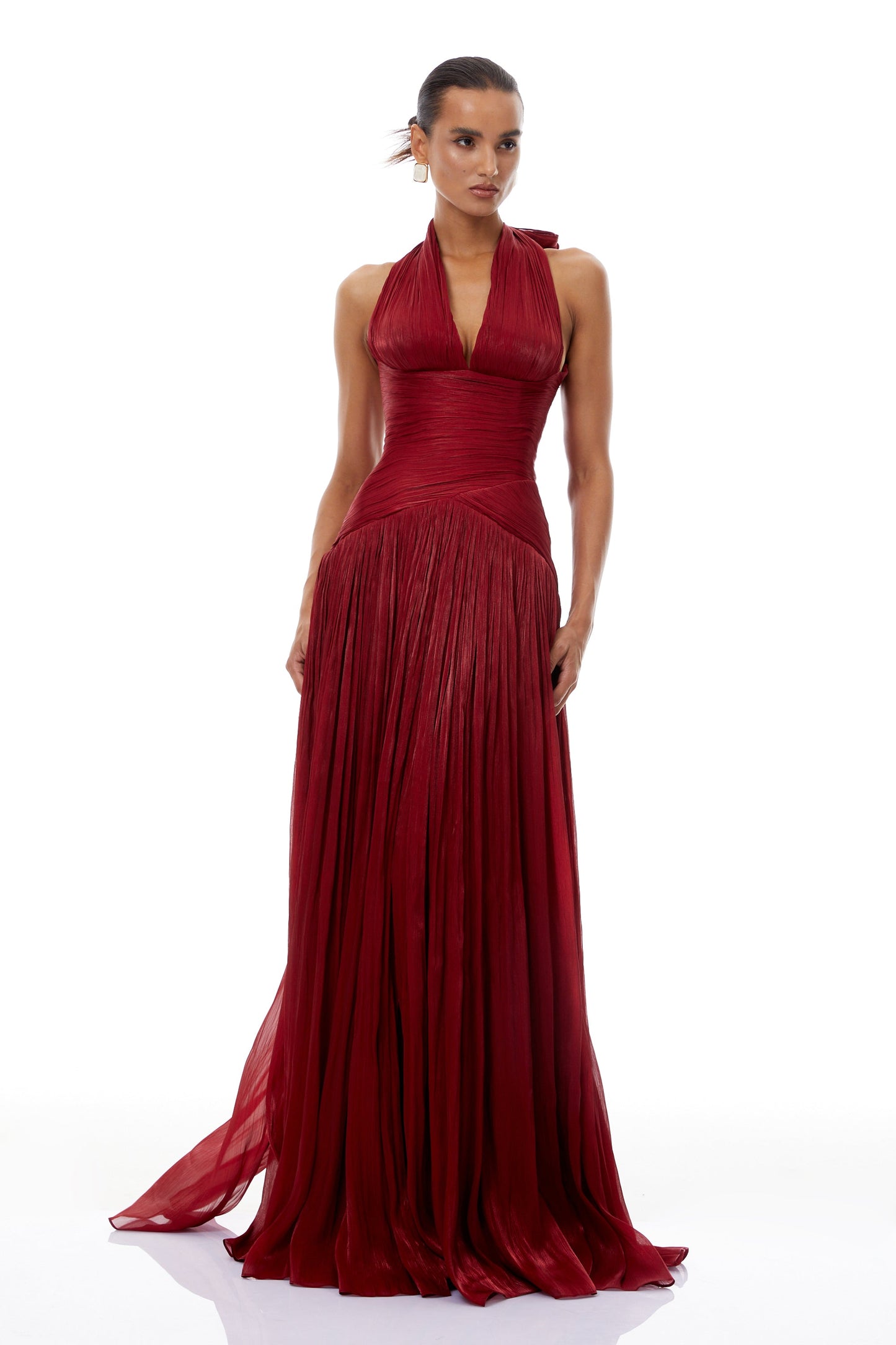 DALIA - Red Gathered Maxi Dress