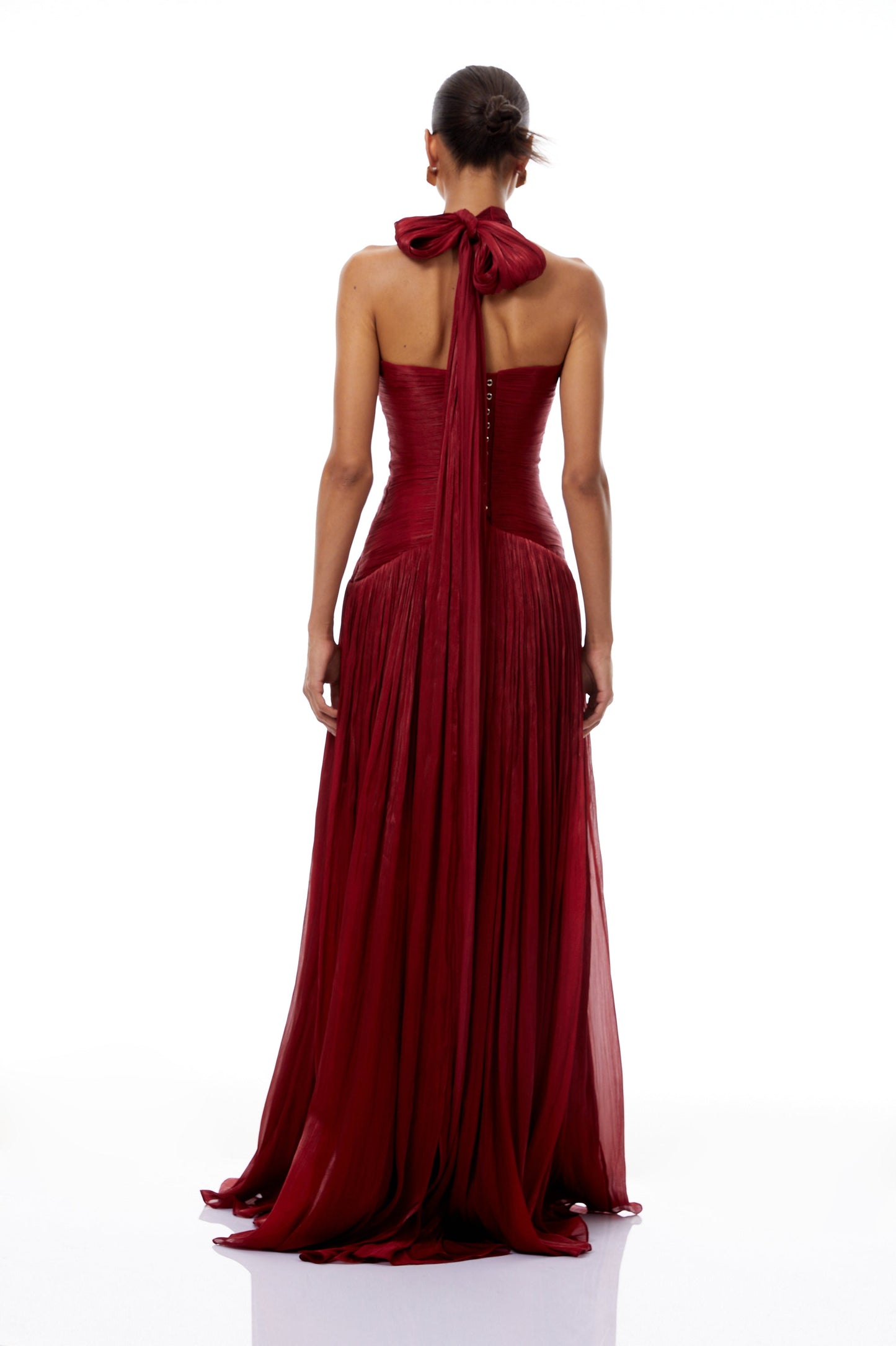 DALIA - Red Gathered Maxi Dress