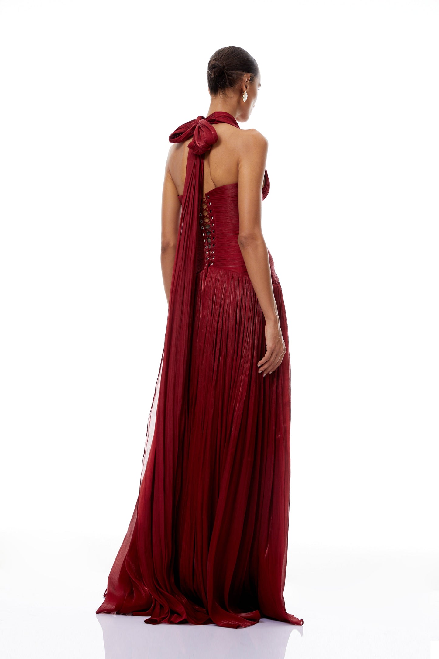 DALIA - Red Gathered Maxi Dress
