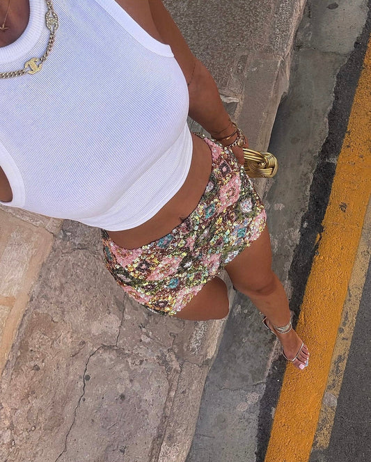 DALIA -  Sequin Skirt - Rose