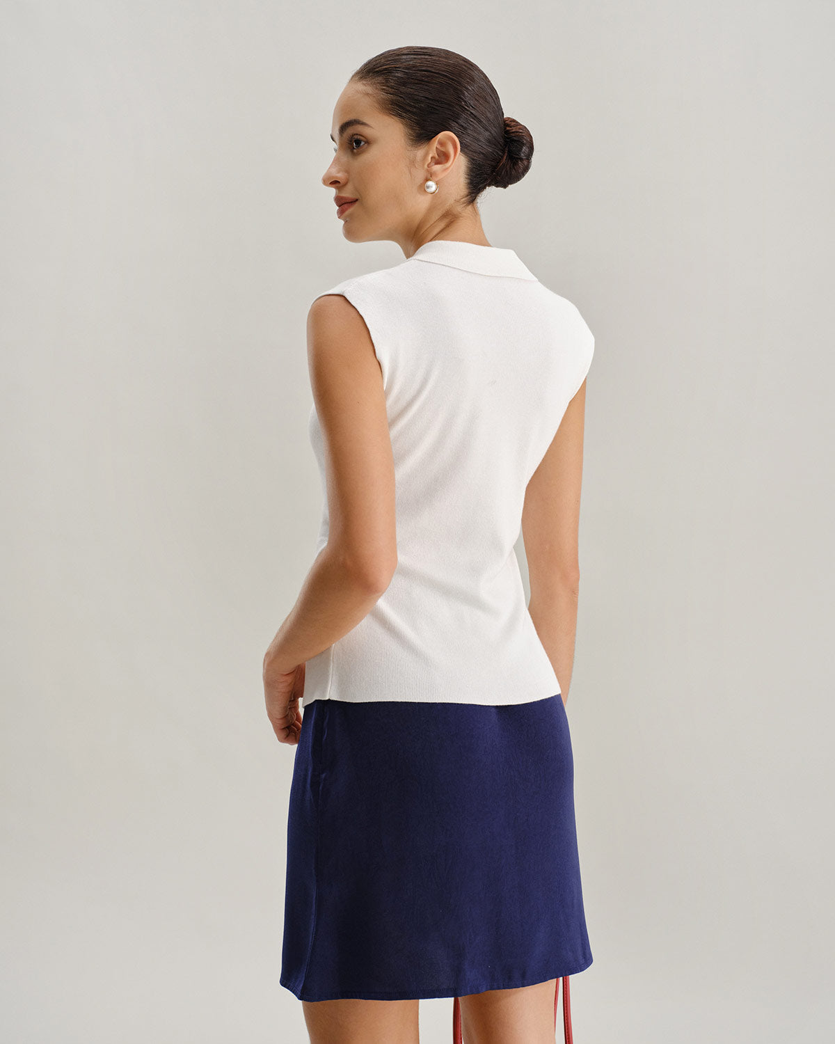 DALIA - Wit, geplooid, enkelvoudig vest