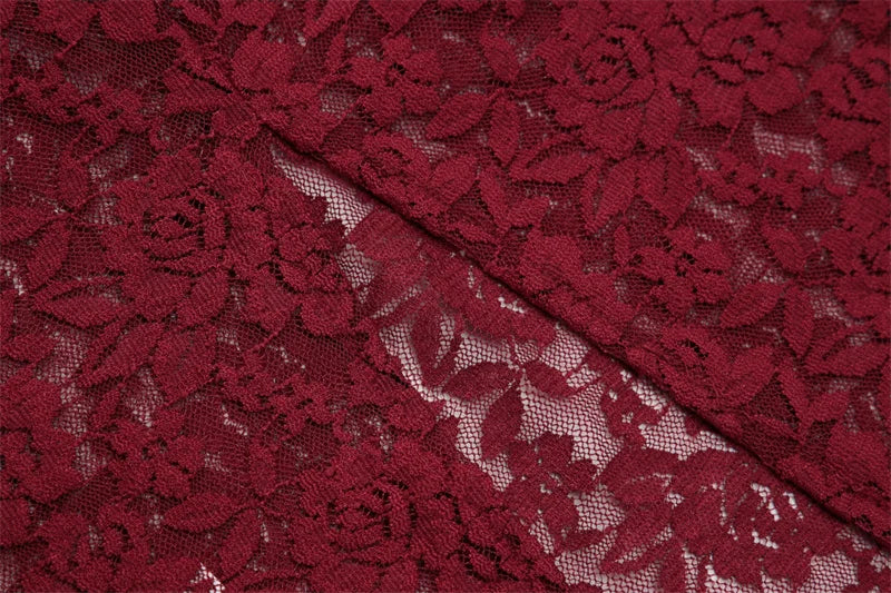 DALIA - Romantic Lace Bodycon Maxi Dress - Red