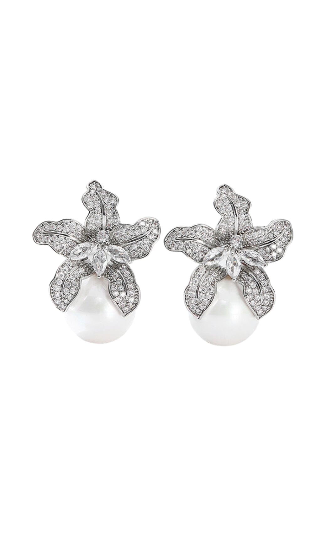 DALIA - Silver Pearl Earrings