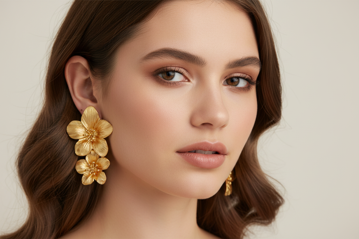 DALIA - Kolczyki z podwójnym kwiatem