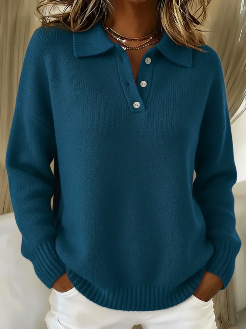 DALIA - Soft Knit Polo Sweater