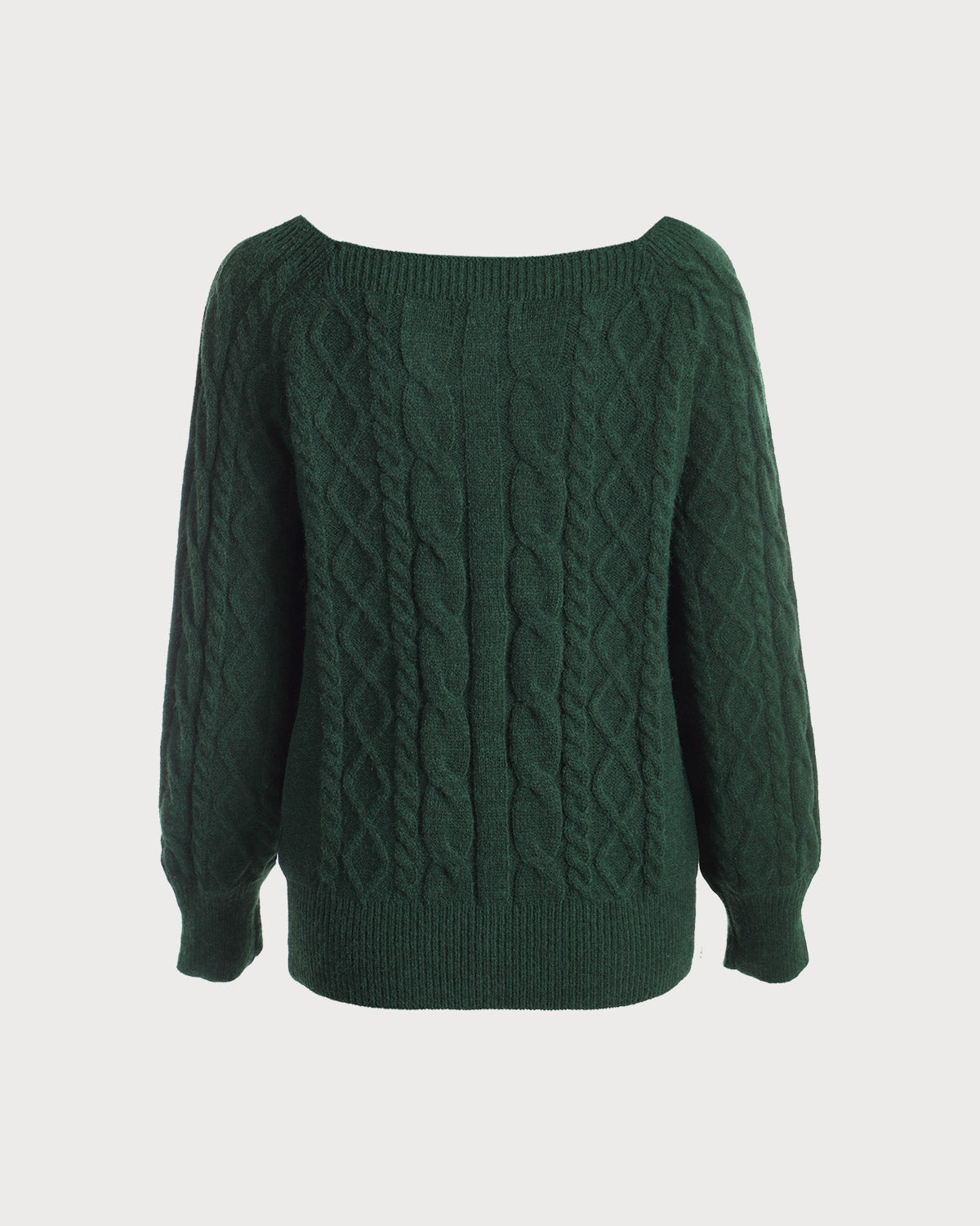 DALIA - Zielony sweter Romance Cable Knit Crew