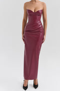 DALIA - Strapless Leather Midi Dress