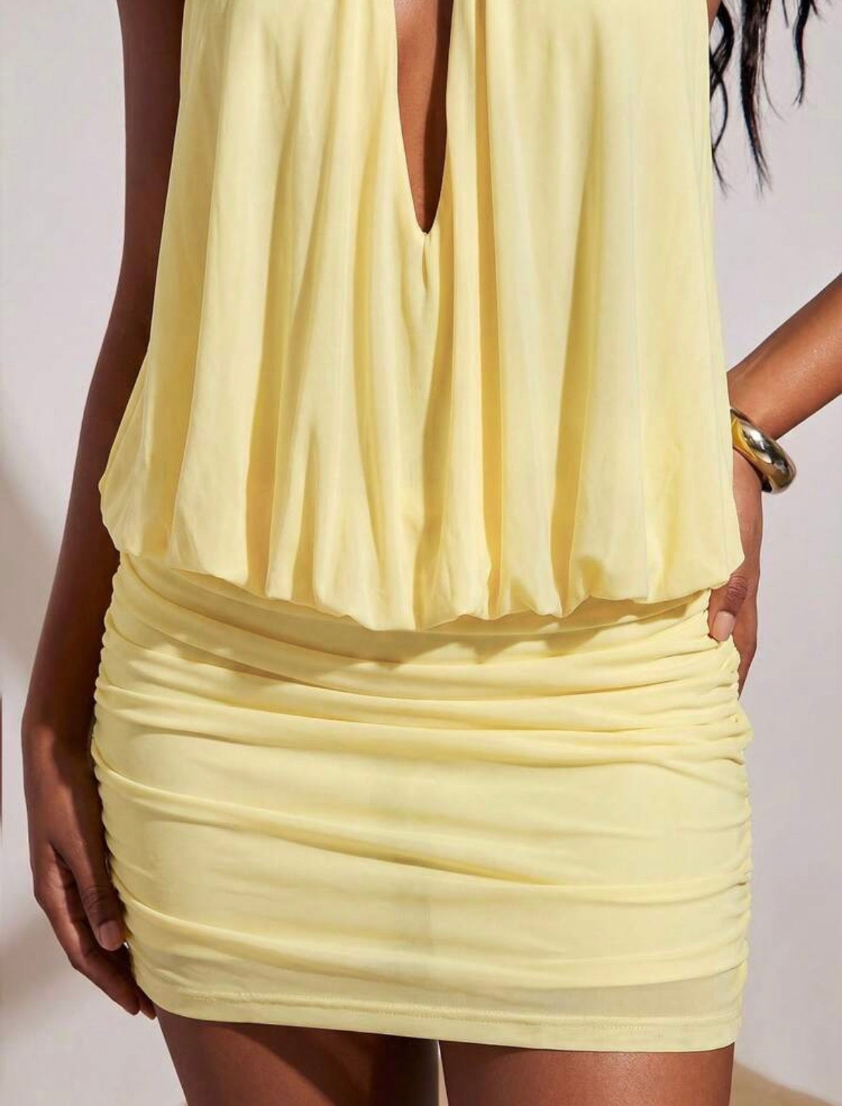 DALIA - Halter Mini Dress - Brown