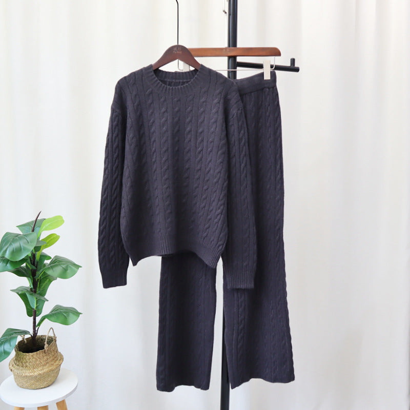 DALIA - Cozy Knitted Sweater & Wide-Leg Pants Two-Piece Set