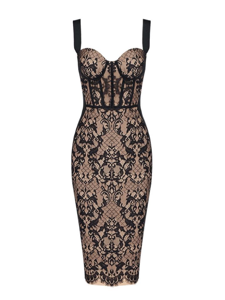 DALIA - Corset Lace Bandage Dress - Black
