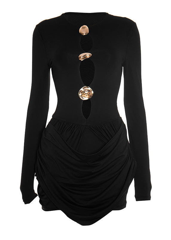DALIA - Cutout Ruched Mini Dress - Black