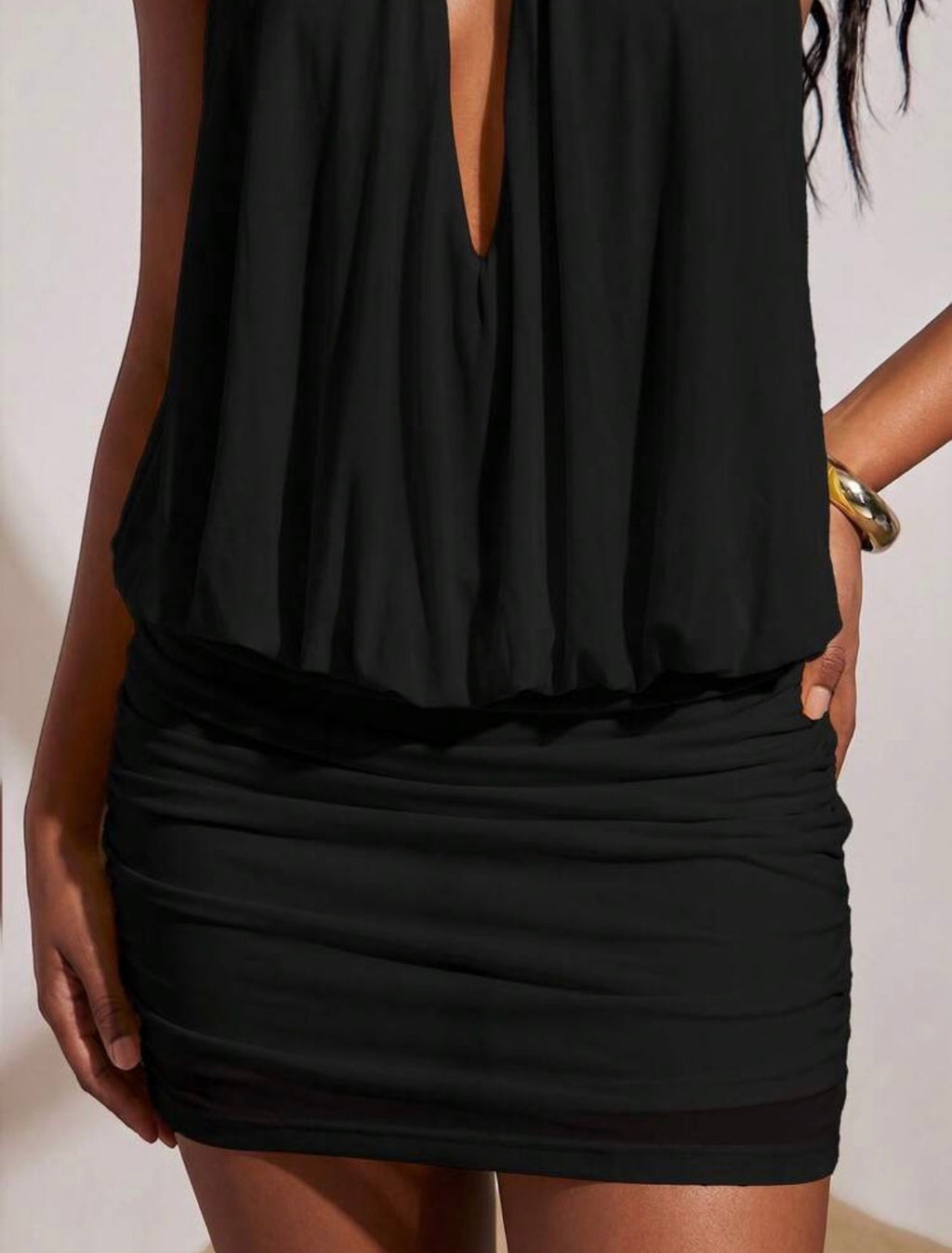 DALIA - Halter Mini Dress - Brown
