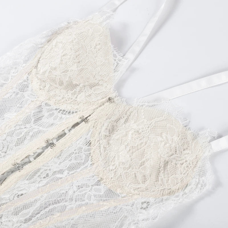 DALIA - Lace Corset Mini Dress - White