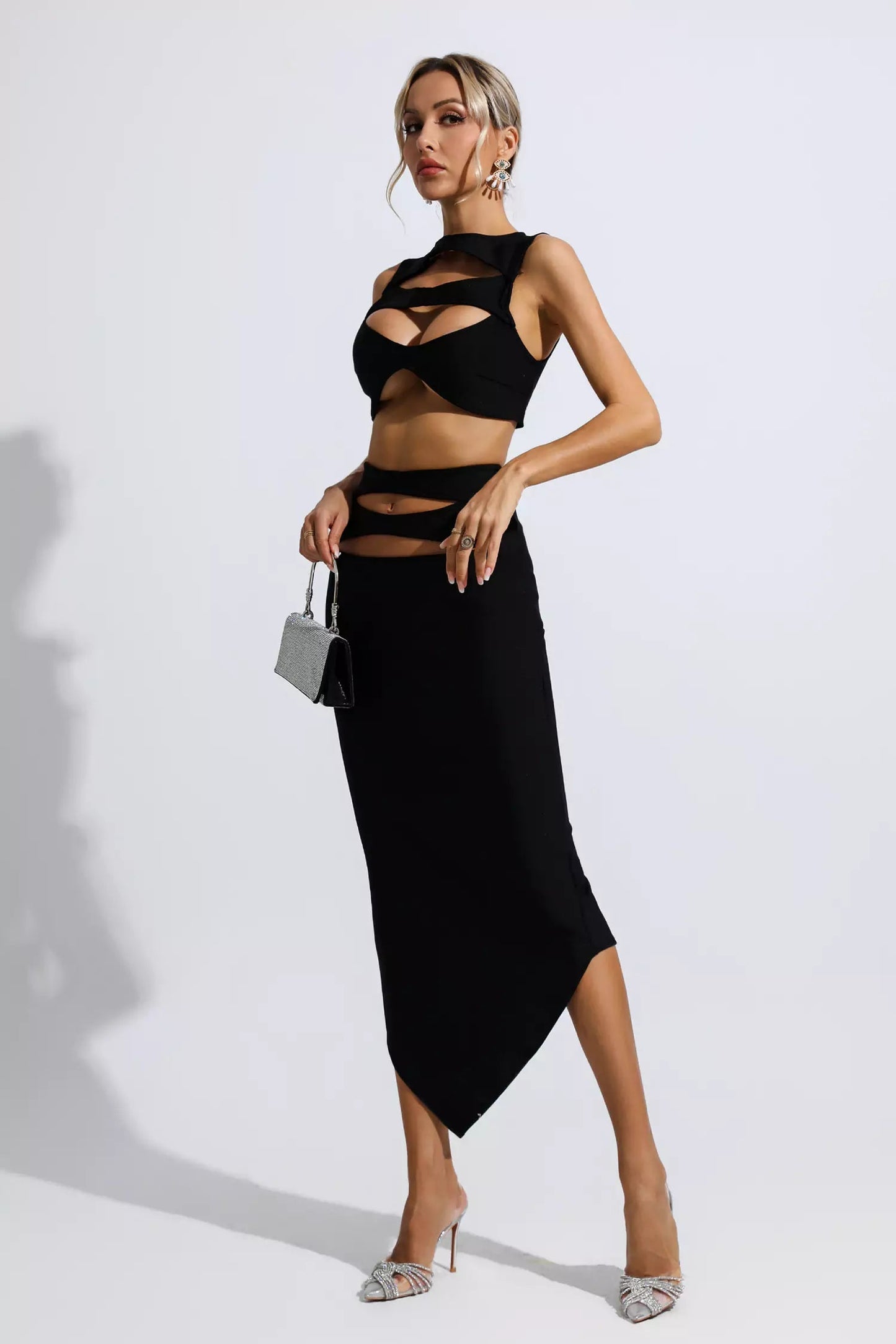 DALIA - Cut Out Bandage Set In Black