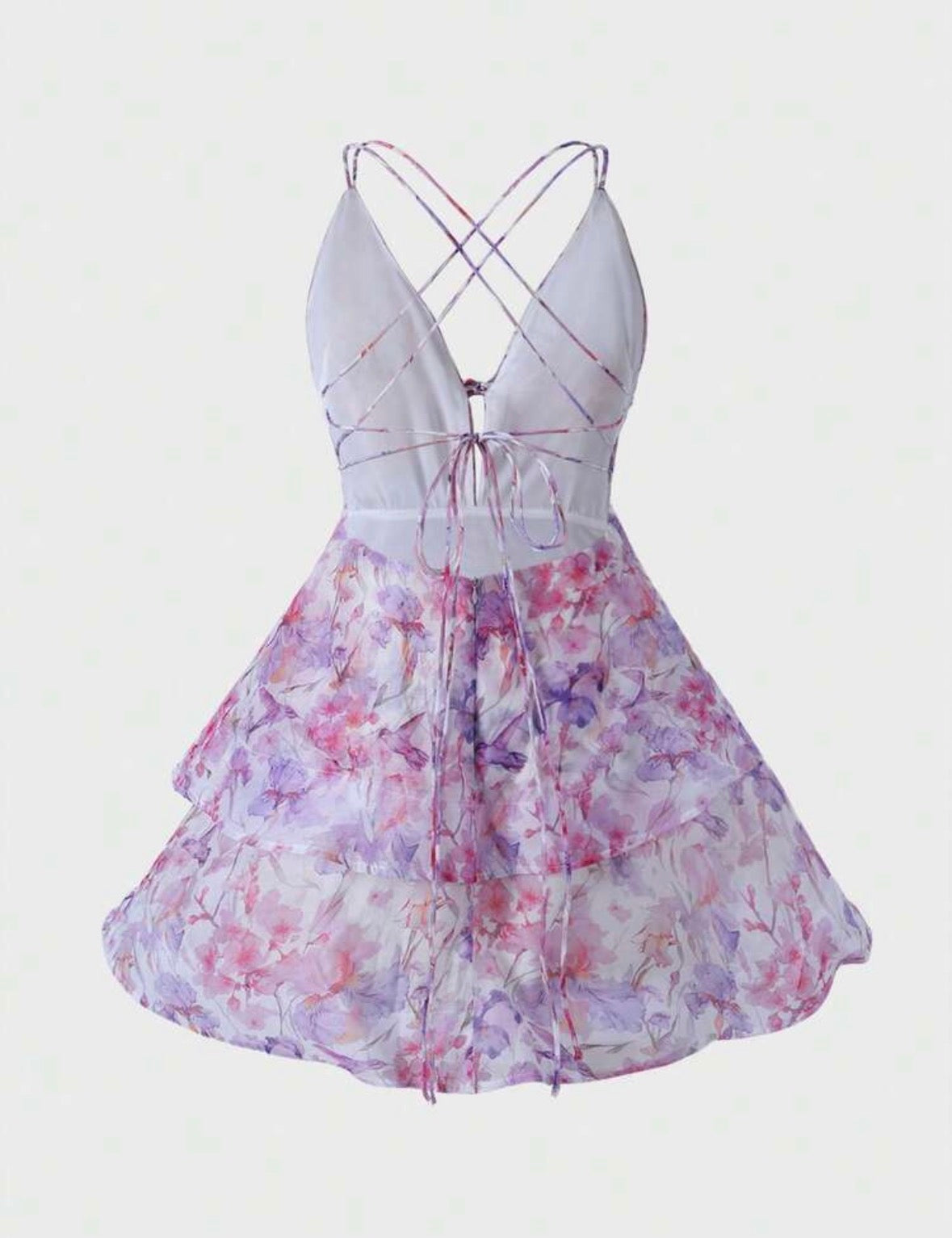 DALIA - Floral Ruffle Mini Dress - Pink
