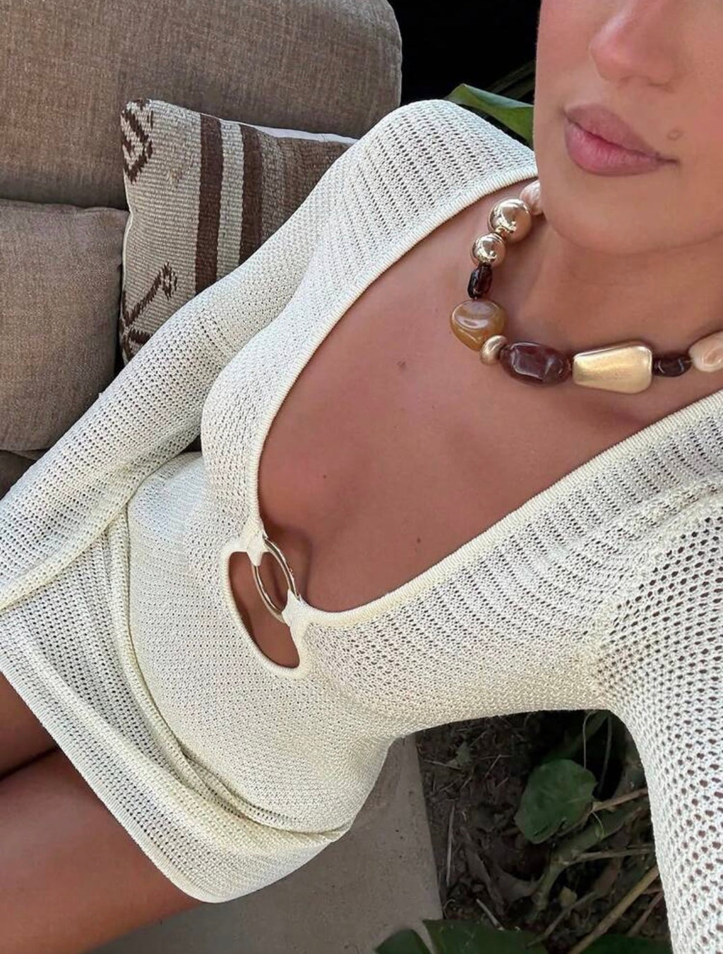 DALIA - Knitted Mini Dress - White