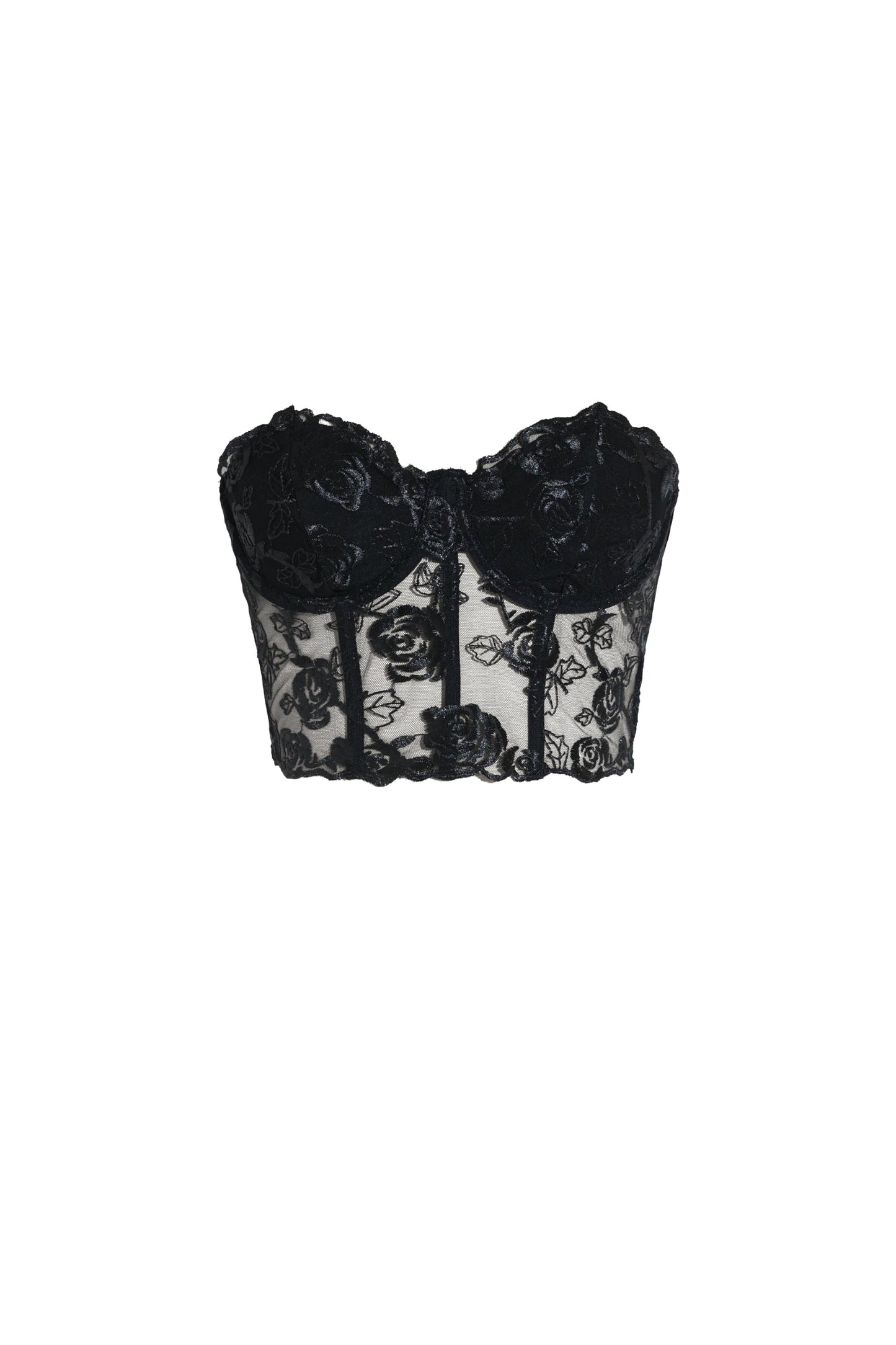 DALIA - Strapless Sleeveless Lace Flowers Corset