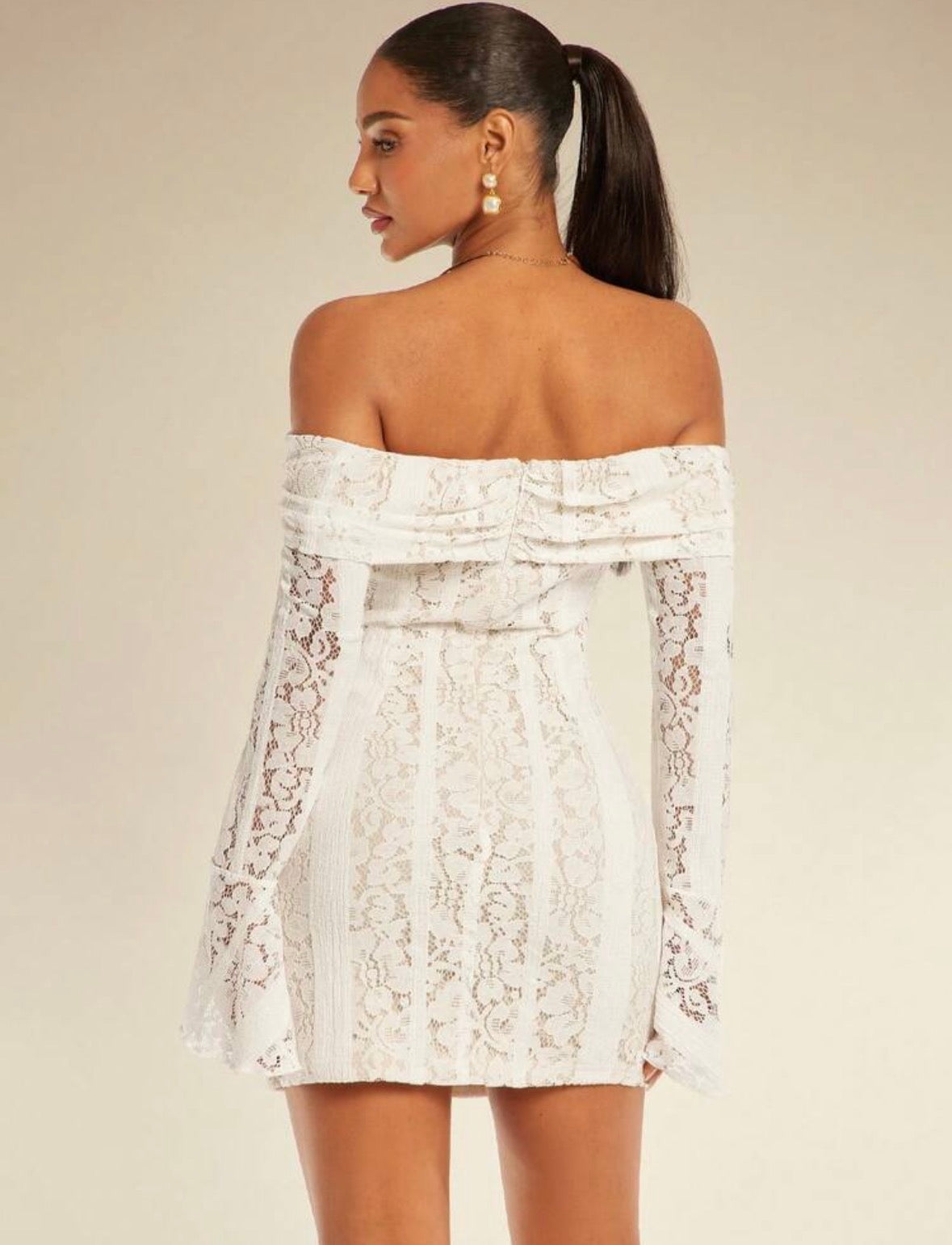 DALIA - Lace Feminine Dress - White