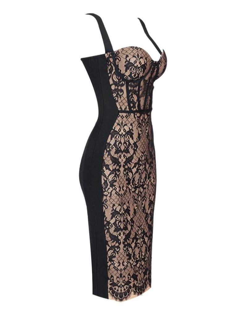 DALIA - Corset Lace Bandage Dress - Black