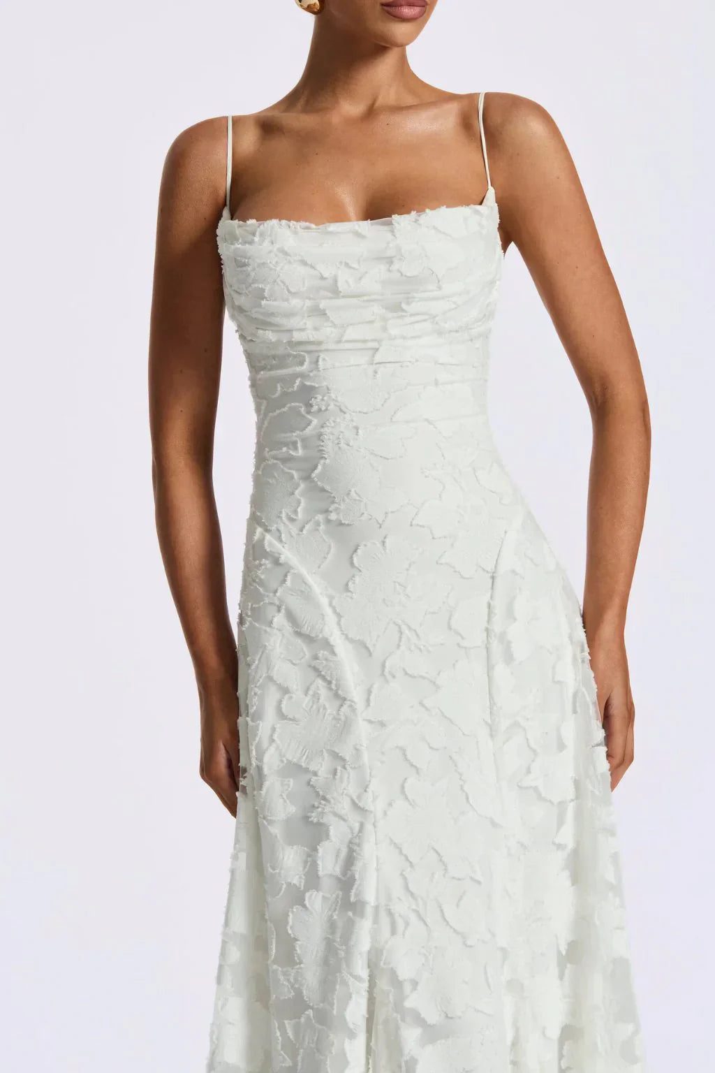 DALIA - Elegant Floral Lace Maxi Dress – Wedding Guest, Prom & Evening Dress - White