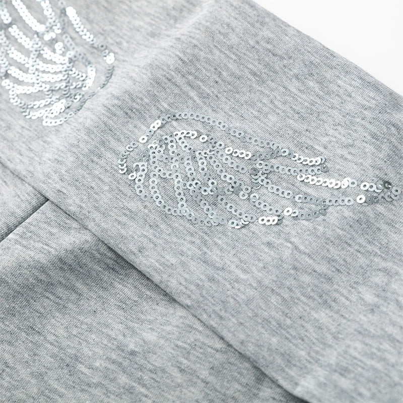 DALIA - Sequined Wings Hooded Pants Sets