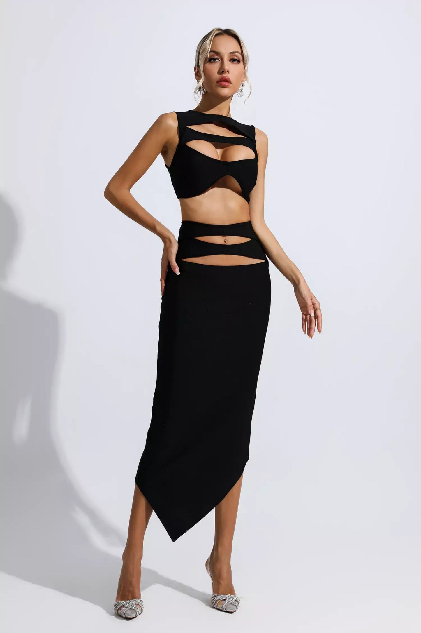 DALIA - Cut Out Bandage Set In Black