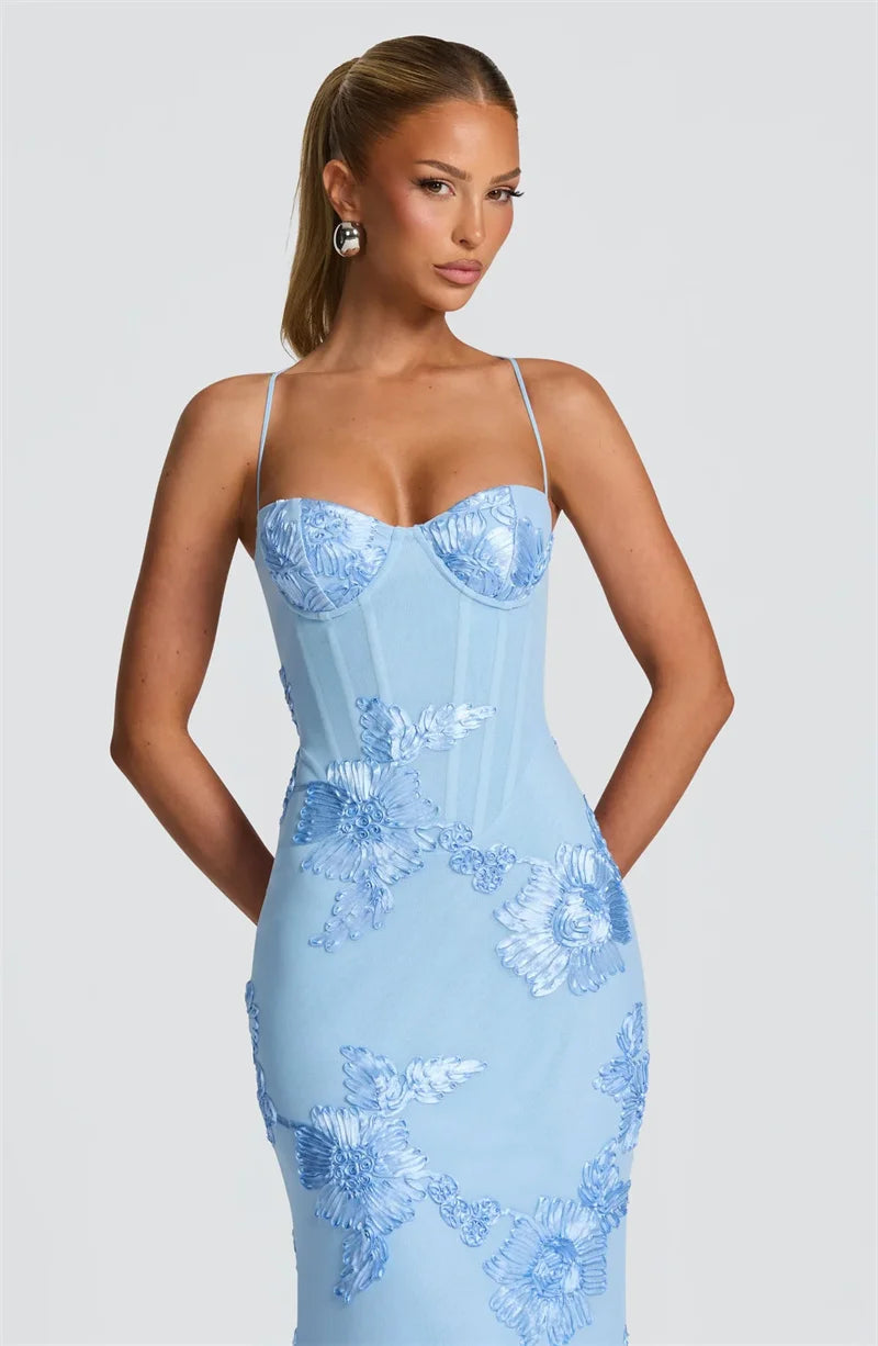 DALIA - Nauwsluitende maxi-jurk met bloemenprint