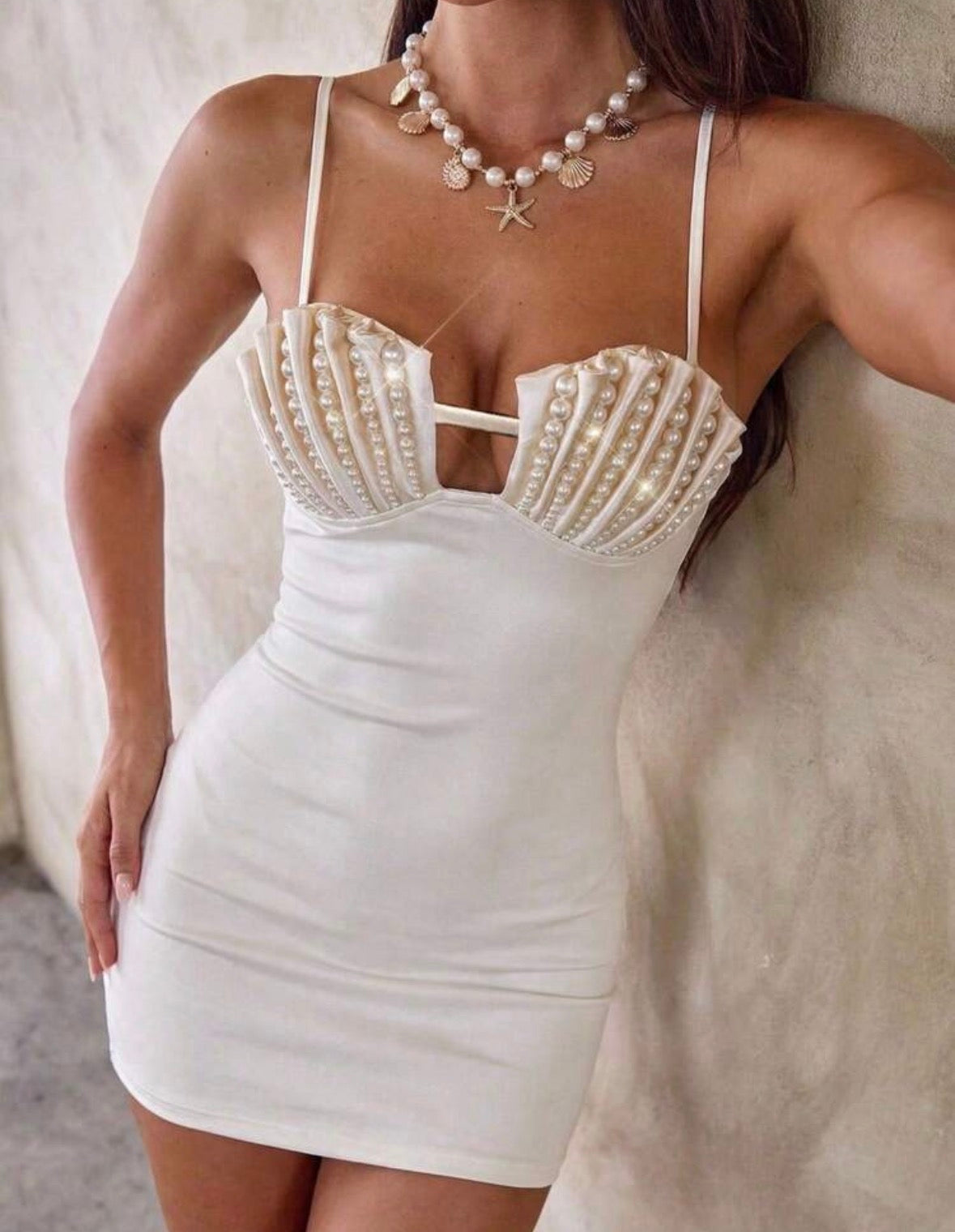 DALIA - Pearl Shell Mini Dress