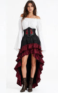 DALIA – Gothic Ruffle Halloween Costume - White & Burgundy