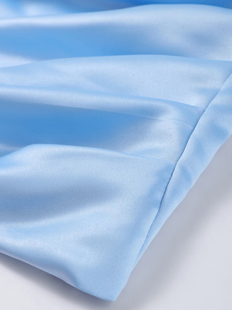 DALIA - Satin Pearl Chain Strapless Dress